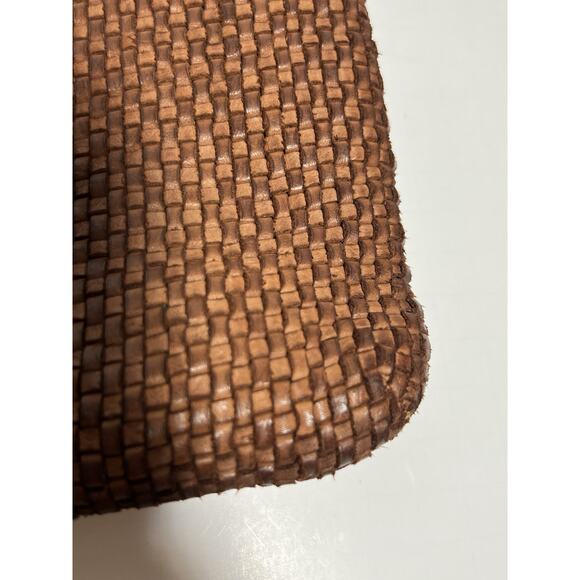 Harbour 2nd EUC Brown Woven Leather Crossbody Shoulder Handbag 10" x 11" MINT - Picture 3 of 12